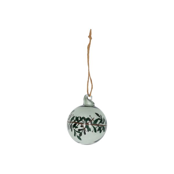 Kerstbal, glas, krans, groen