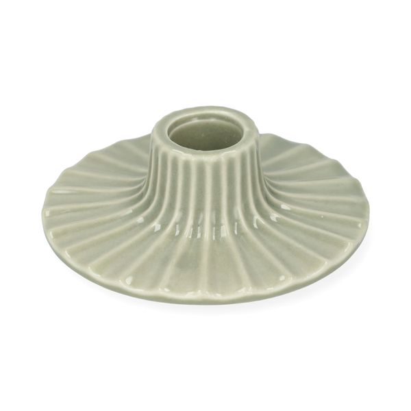 Kandelaar, porselein, geschulpt, lichtgroen, Ø10,2 cm x 3,2 cm