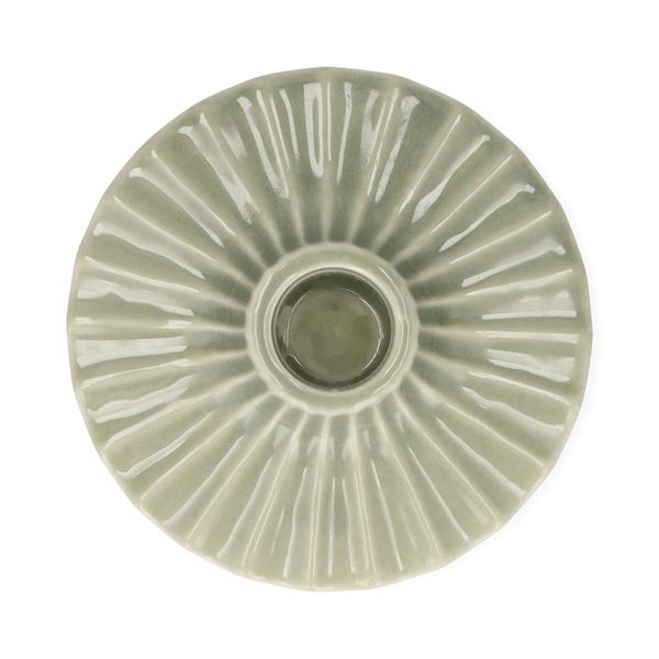 Kandelaar, porselein, geschulpt, lichtgroen, Ø10,2 cm x 3,2 cm