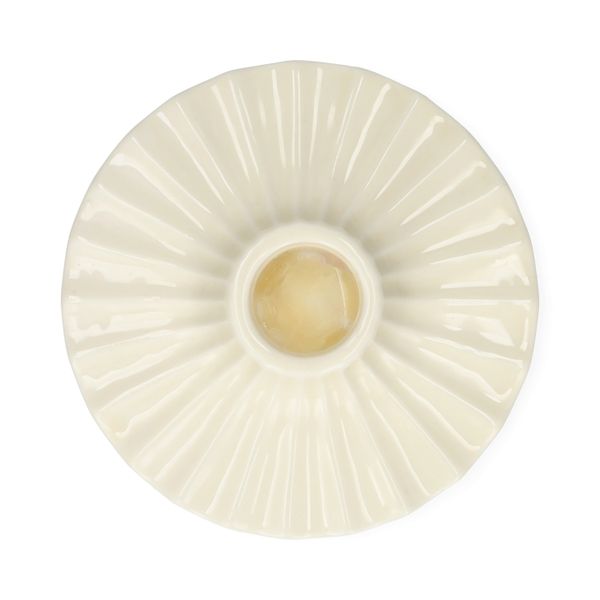 Bougeoir coquillage, porcelaine, ondulé, silex, Ø10,2X3,2 CM