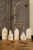 Waxinelichthouder, porselein, barn huisje, 13 cm