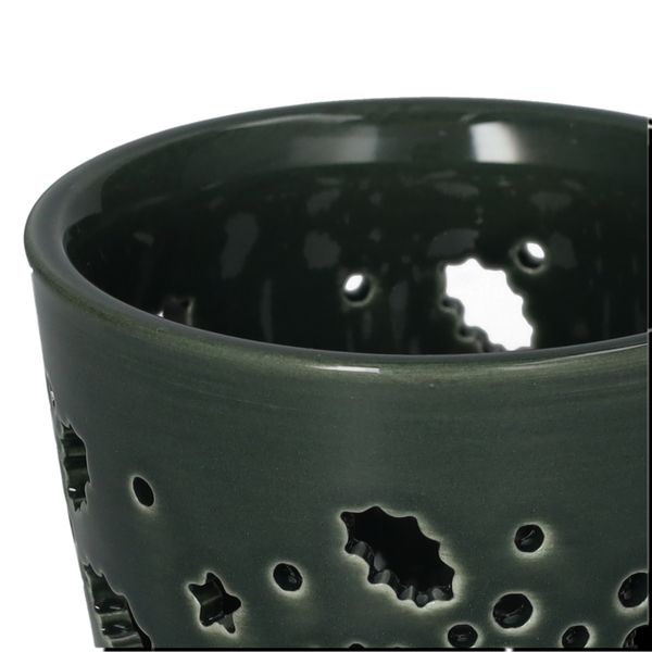 Bougeoir pour bougie chauffe-plat, porcelaine, vert, Ø7,2 cm x 5,5 cm