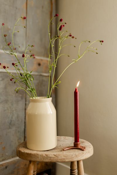 Kandelaar maan, porselein, roodbruin, dinerkaars