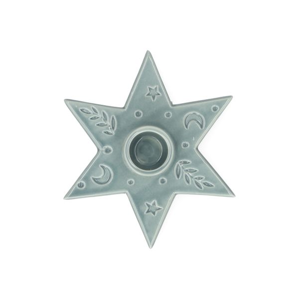 Kandelaar ster, porselein, blauw, dinerkaars