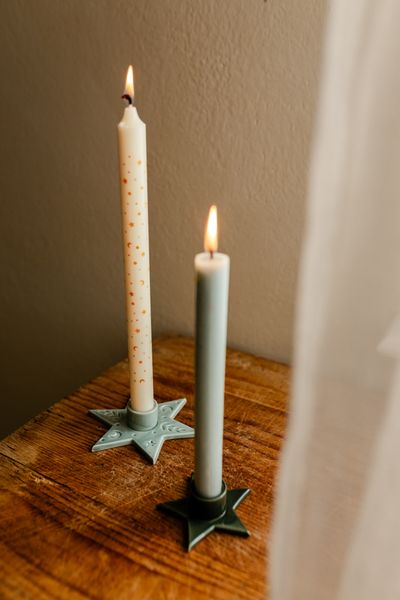Kandelaar ster, porselein, blauw, dinerkaars