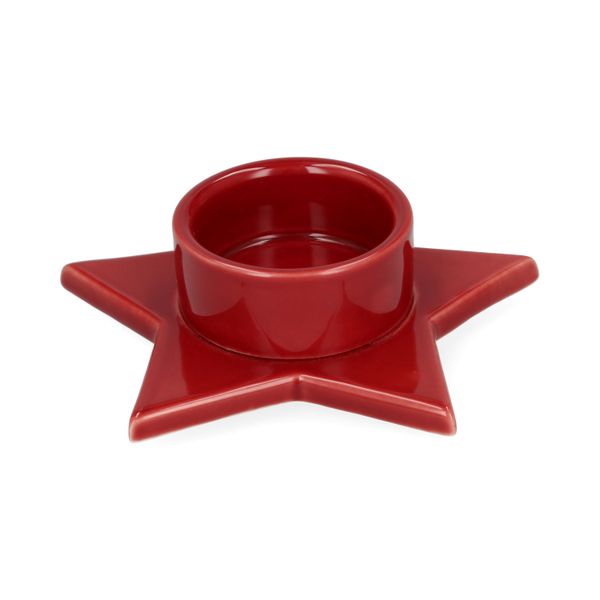 Kandelaar ster, porselein, rood, adventkaars