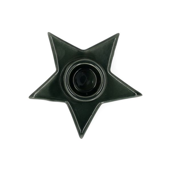 Kandelaar ster, porselein, groen, dinerkaars