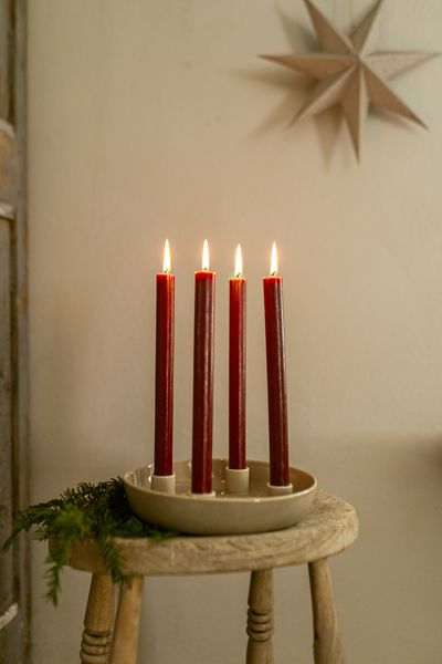 Kaarsenhouder voor 4 kaarsen, porselein, lichtbruin, 23 cm