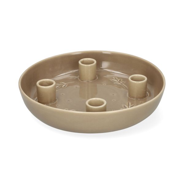 Kaarsenhouder voor 4 kaarsen, porselein, lichtbruin, 23 cm
