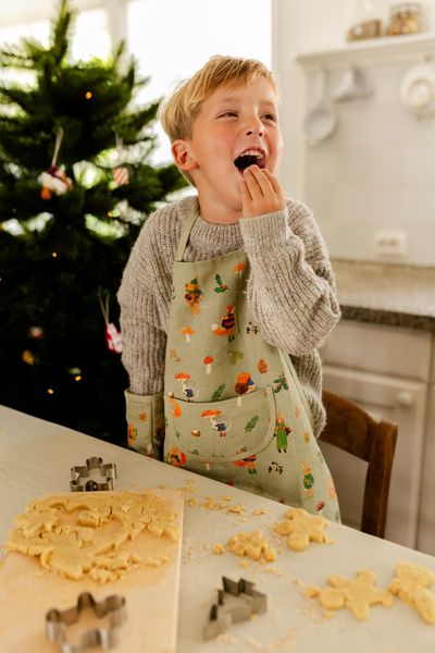 Kinderschort, bosvondsten, GOTS biokatoen