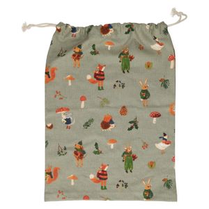 Pochon cadeau, coton recyclé, trésors de la forêt, 27 x 37 cm