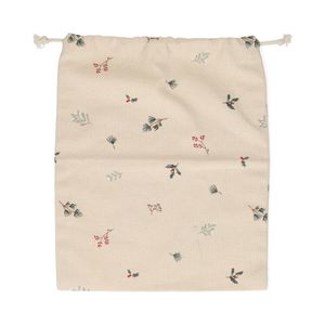 Pochon cadeau, coton recyclé, brindilles de Noël, 24 x 29 cm