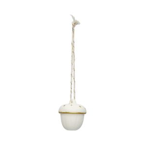 Hanger, porselein, eikeltje, wit en goud