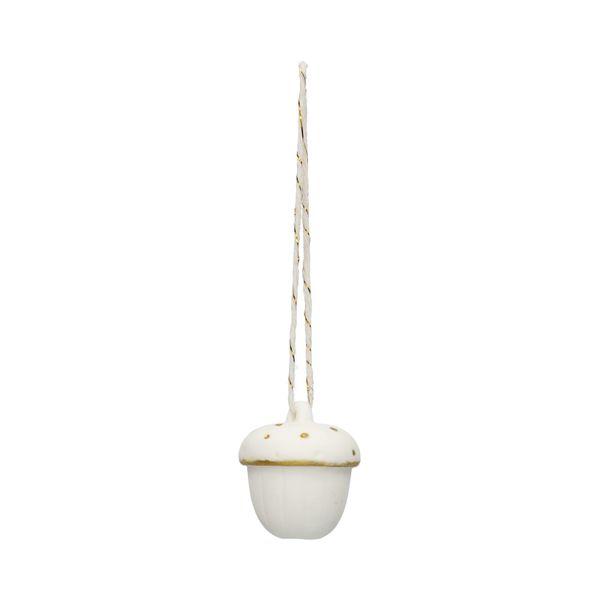 Hanger, porselein, eikeltje, wit en goud