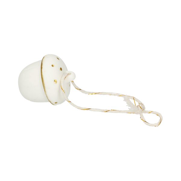 Hanger, porselein, eikeltje, wit en goud