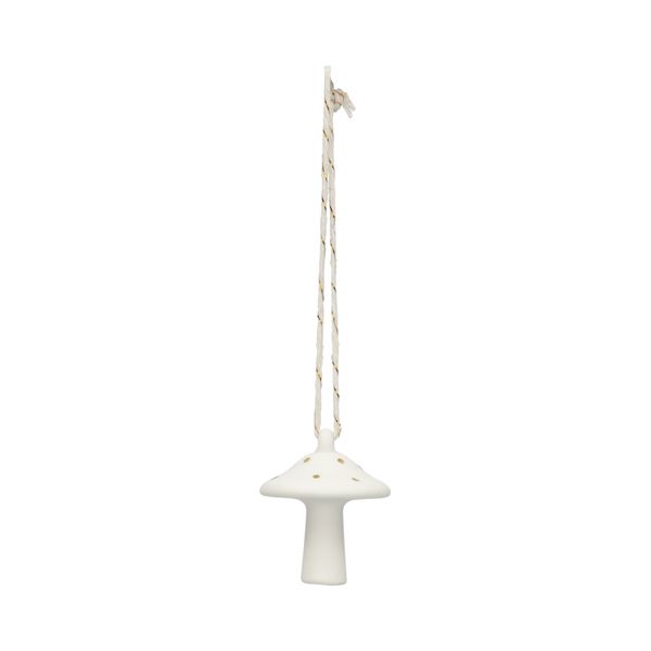 Hanger, porselein, paddenstoel, wit en goud