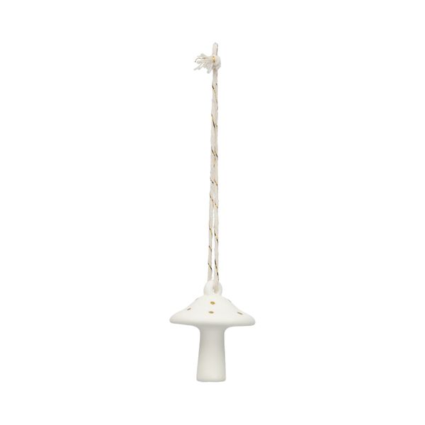 Hanger, porselein, paddenstoel, wit en goud