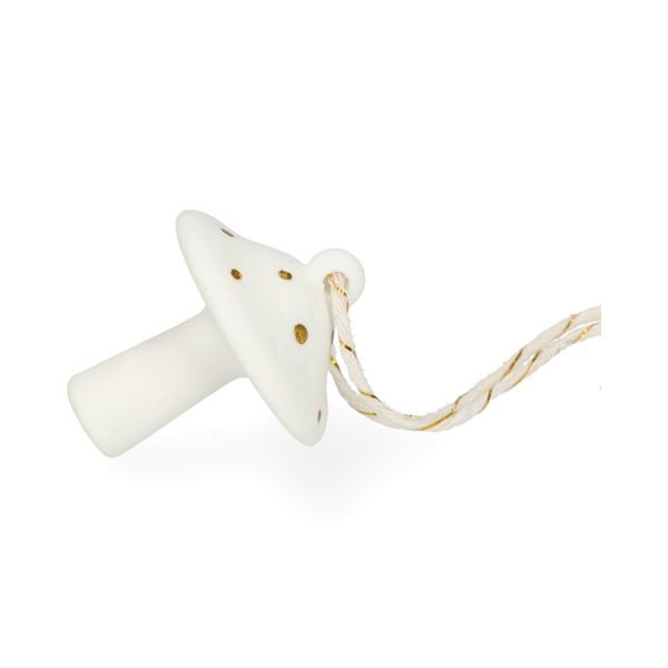 Hanger, porselein, paddenstoel, wit en goud