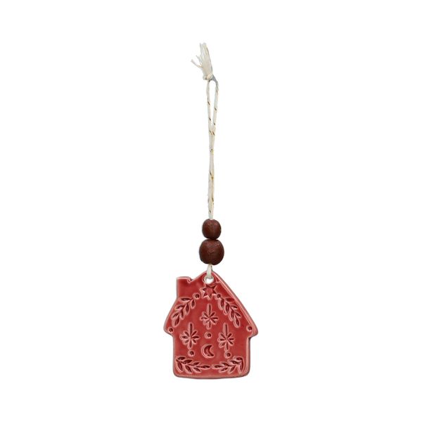 Hanger, porselein, huis, rood