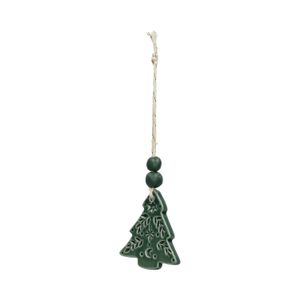 Hanger, porselein, kerstboom, groen
