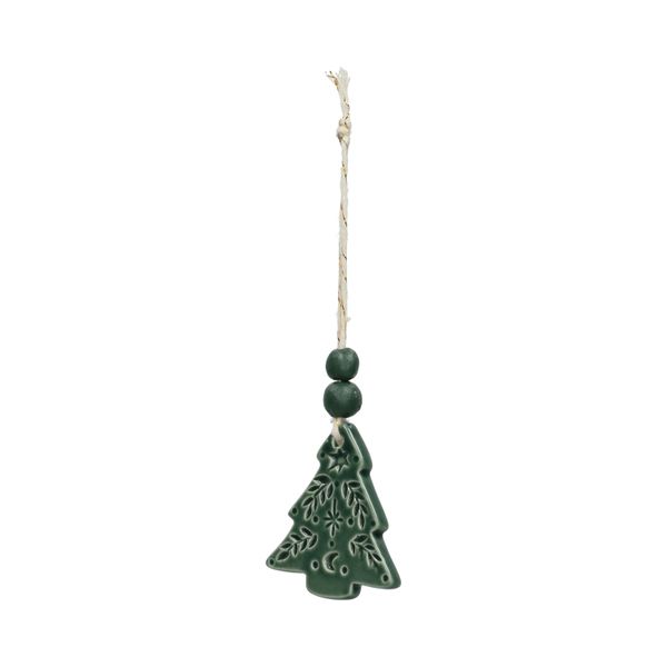 Hanger, porselein, kerstboom, groen