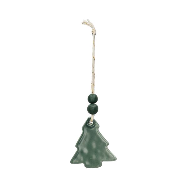 Hanger, porselein, kerstboom, groen