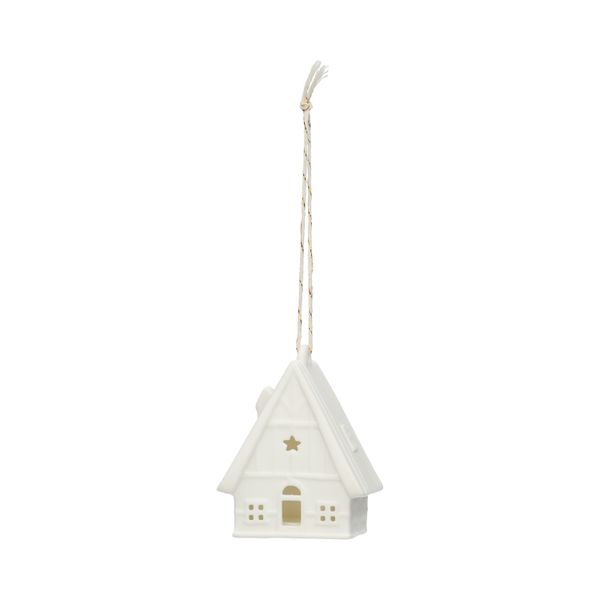 Hanger, porselein, vakwerkhuis, wit