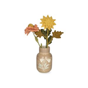 Vase, grès, fleur, marron clair, Ø 9 x 15 cm
