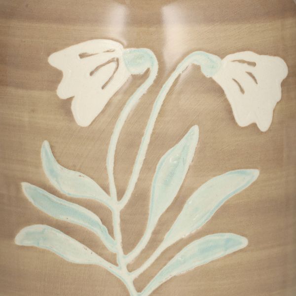 Vase, grès, fleur, marron clair, Ø 9 x 15 cm