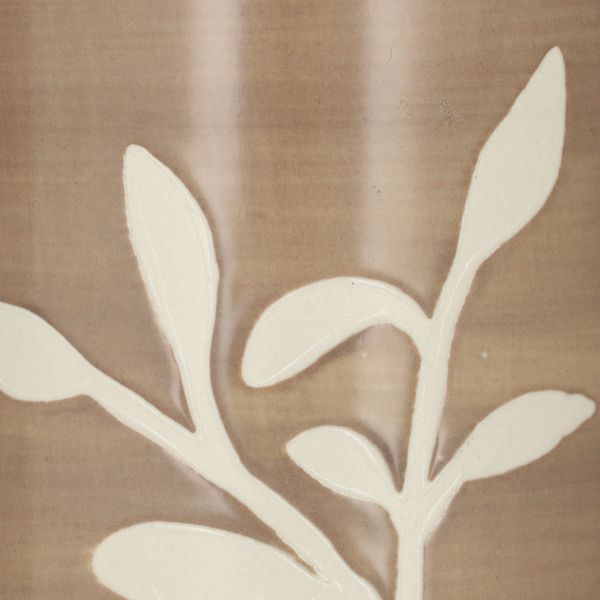 Vase motif branches, grès, brun clair,  Ø9 X 25 cm