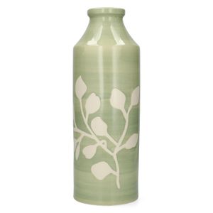 Vase motif branches, grès, vert clair,  Ø10,5 x 30 cm