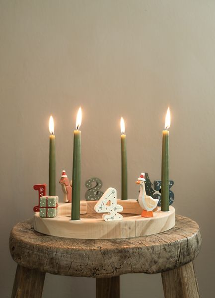 Stekers voor jaarring, hout, set van 4 cijfers