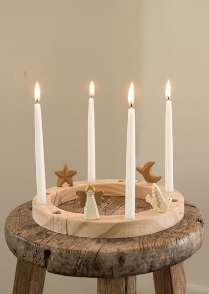Stekers voor jaarring, hout, kerst, set van 4