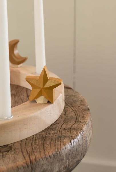 Stekers voor jaarring, hout, kerst, set van 4