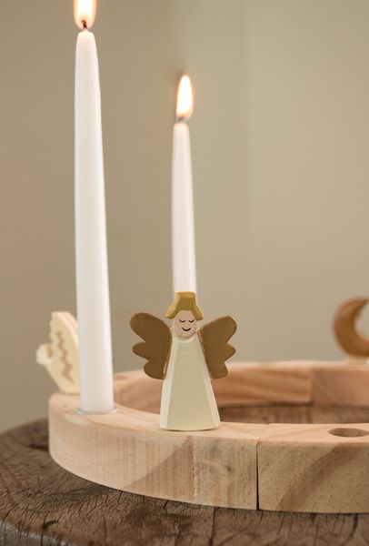 Stekers voor jaarring, hout, kerst, set van 4