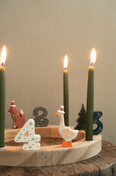 Stekers voor jaarring, hout, kerstmis, set van 4