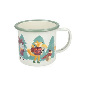 Becher mit Henkel, Emaille, Tiere im Weihnachtswald, Ø 8 cm Becher mit Henkel, Emaille, Tiere im Weihnachtswald, Ø 8 cm
