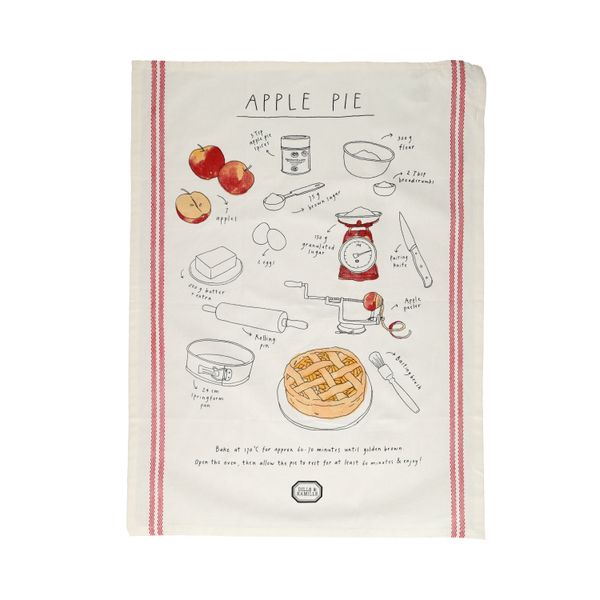 Theedoek, GOTS bio-katoen, appeltaartrecept