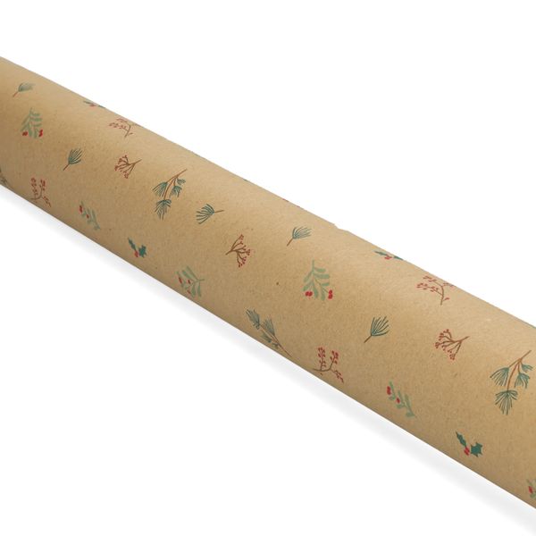 Geschenkpapier mit Weihnachtszweigen, 70 x 250 cm