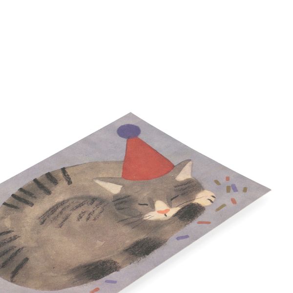 Kaart, poes met feesthoed