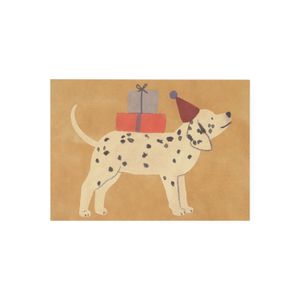 Karte, Dalmatiner mit Hut und Geschenk