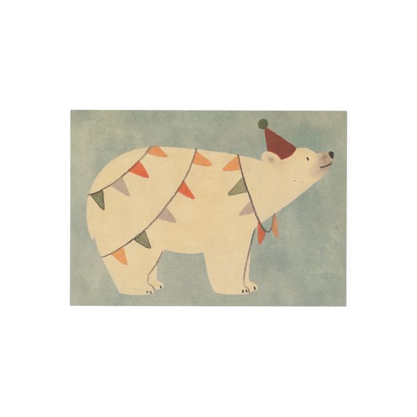 Carte, ours polaire avec guirlande