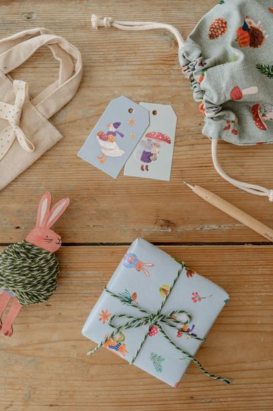 Cadeaulabels met bosvondsten, papier, 10 stuks
