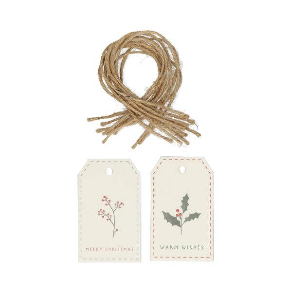 Cadeaulabels met kersttakjes, papier, 10 stuks