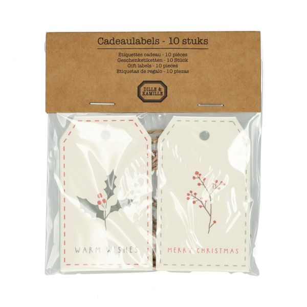 Cadeaulabels met kersttakjes, papier, 10 stuks