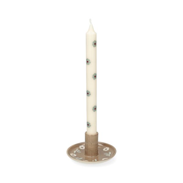 Dinerkaarsen, blauwe bloemen, 25 cm, set van 2