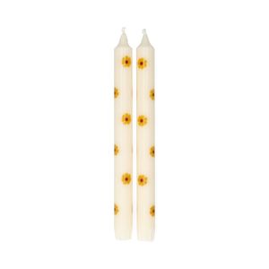 Dinerkaars, gele bloemen, 25 cm, set van 2