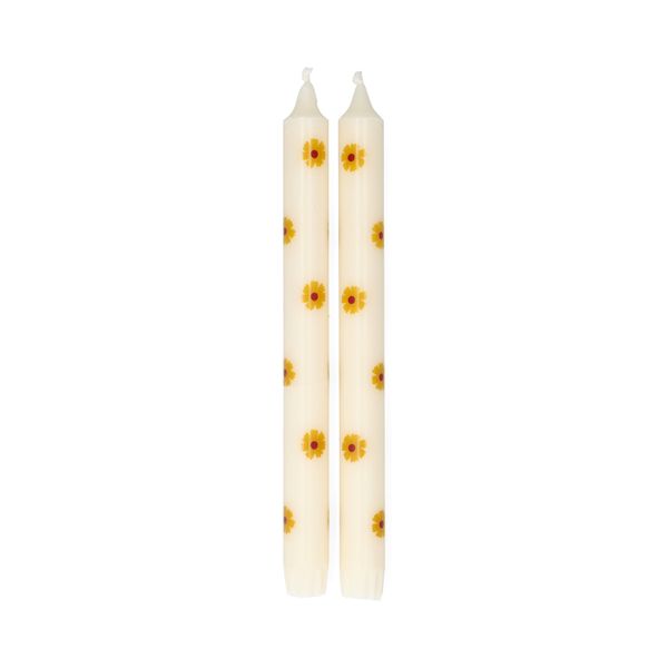 Dinerkaars, gele bloemen, 25 cm, set van 2