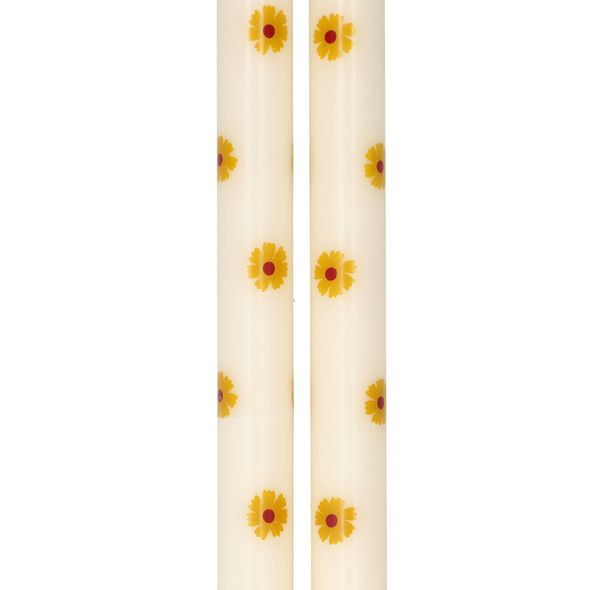 Dinerkaars, gele bloemen, 25 cm, set van 2