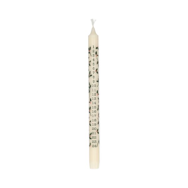 Adventskaars, hulst, Ø2,2 x 30 cm